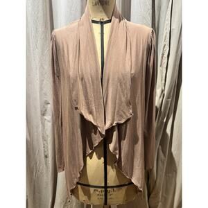Ann Ferriday Mocha Mousse Italian Jersey Drape Beaded Cardigan M